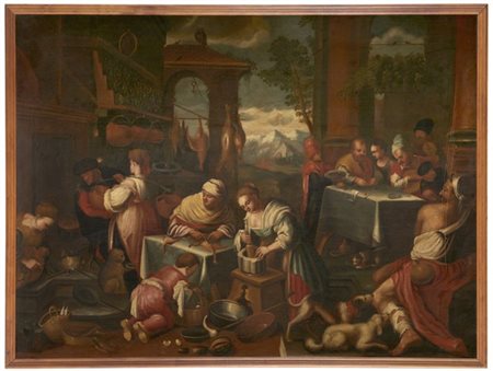 Scuola veneta del secolo XVII

"La cena del ricco Epulone"
olio su tela (cm 111