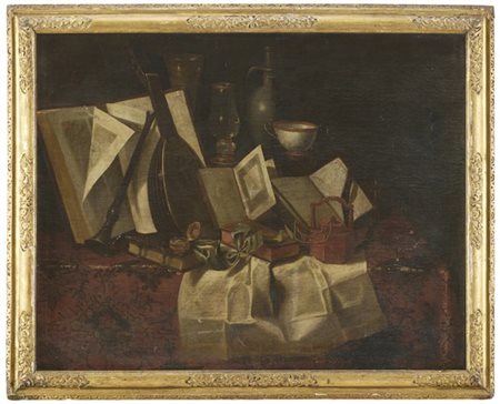 Scuola bergamasca della fine del secolo XVII

"Vanitas con volumi aperti, strum