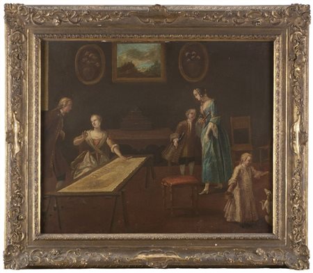 Scuola veneziana del secolo XVIII

"La riparatrice di pizzi"
olio su tela (cm 6