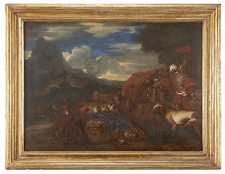 Scuola genovese del secolo XVII

"Il viaggio di Giacobbe"
olio su tela (cm 68,5