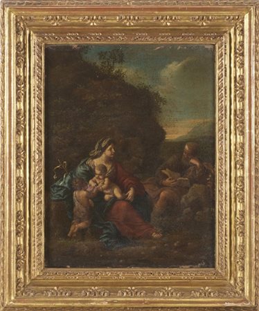 Scuola romana del secolo XVII

"Sacra Famiglia con san Giovannino"
olio su tela