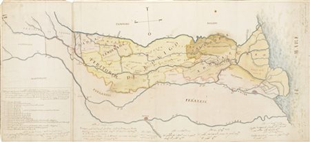 Mappa catastale manoscritta e acquerellata raffigurante i territori di Badia, V