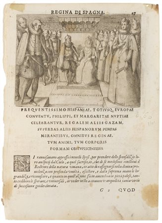 Jacques Callot "L'incontro della Arciduchessa con Filippo III" (recto; mm 130x17