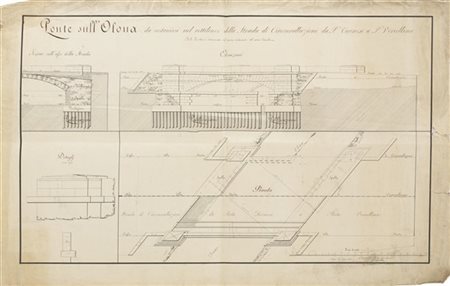 Lotto di due mappe catastali manoscritte e acquerellate relative al territorio