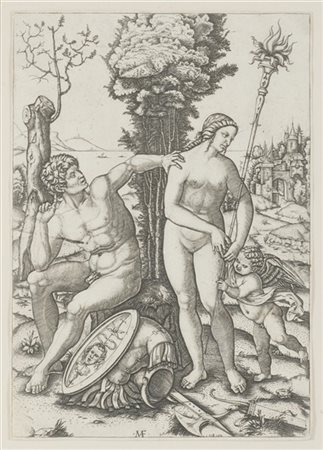Marcantonio Raimondi "Marte, Venere e Amore"
bulino (il foglio mm 302x212)
sigla