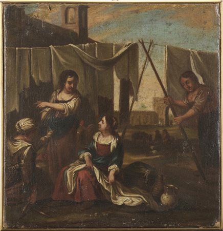 Maestro del secolo XVIII

"Lavandaie che stendono i panni"
olio su tela (cm 35,