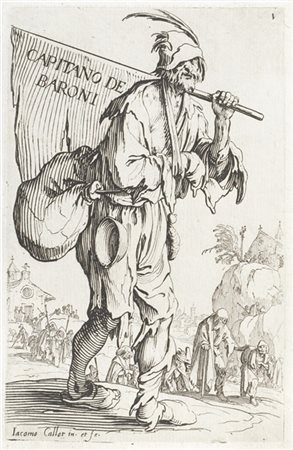 Jacques Callot "Il Capitano dei Baroni"
bulino (all'impronta mm 145x93)