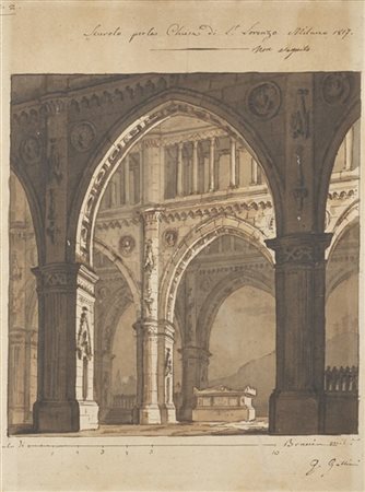 Gaspare Galliari Coppia di progetti mai eseguiti per uno scurolo nella chiesa di