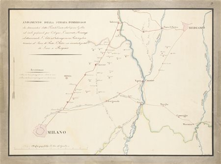 Collezione di mappe catastali manoscritte e acquerellate inerenti la Lombardia,