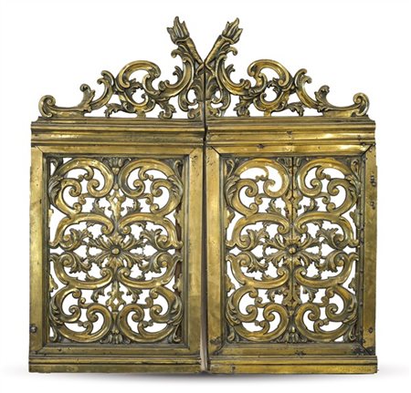 Fonditore del secolo XVIII. Cancelletto da balaustra in bronzo fuso e riccament