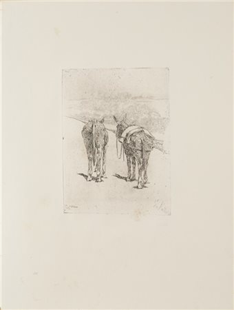 Giovanni Fattori "Due somarelli"
acquaforte, tiratura del centenario (1925) (mm