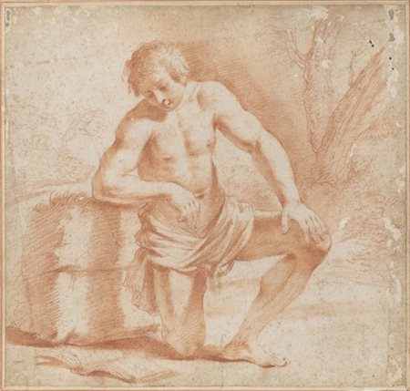 Scuola del Guercino

"Giovane inginocchiato"
sanguigna (mm 245x260)
in cornice