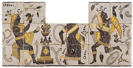 Manifattura Giustiniani, Napoli, secolo XIX. Gruppo di sedici piastrelle in mai