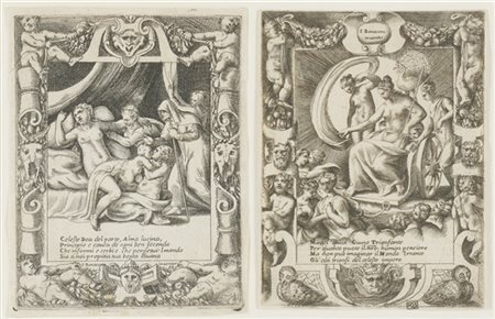 Lotto composto da una coppia di bulini di Giulio Bonasone dalla serie "Amori Sd