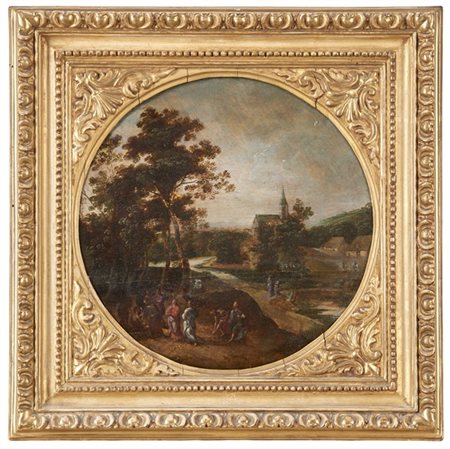 Scuola nordica del secolo XVII

"Guarigione del cieco in un paesaggio"
olio su