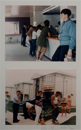 Dan Graham (1942 - 2022)  - People in a highway restaurant, Jersey City; Two families in front of a housing development, Staten Island, New York, 1967