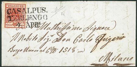 Antichi Stati Italiani - Lombardo Veneto - Annullamenti  - Casalpus.terlengo (stampatello diritto - P.ti 5)