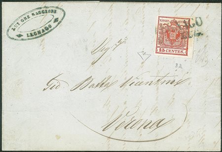 Antichi Stati Italiani - Lombardo Veneto - Annullamenti  - Legnago (azzurro - P.ti 12)