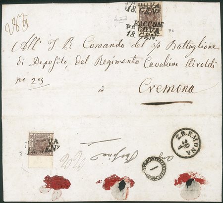 Antichi Stati Italiani - Lombardo Veneto - Annullamenti  - Padova + RACCOM. (stampatello inclinato - P.ti 11)