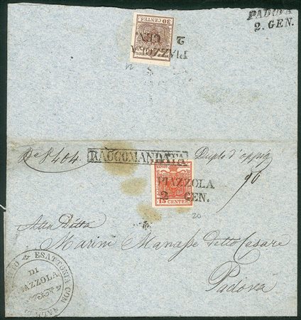 Antichi Stati Italiani - Lombardo Veneto - Annullamenti  - Piazzola + RACC. (stampatello dritto - P.ti R1)