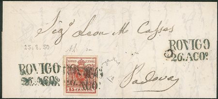 Antichi Stati Italiani - Lombardo Veneto - Annullamenti  - Rovigo (stampatello dritto - P.ti 7)
