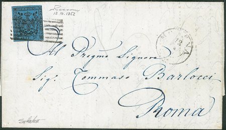 Antichi Stati Italiani - Modena - Lettera spedita da Modena a Roma affrancata con 40 cent. azzurro (Sass. 6)