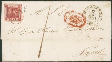 Antichi Stati Italiani - Napoli - Lettera spedita da Benevento per Napoli il 17 dicembre 1860 (assedio di Gaeta)