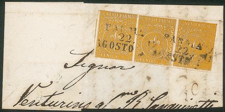 Antichi Stati Italiani - Parma - Frammento con 5 cent giallo arancio (6)