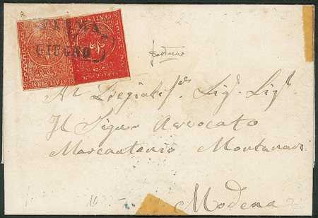 Antichi Stati Italiani - Parma - Lettera con due esemplari del 15 cent vermiglio (7)