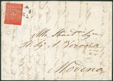 Antichi Stati Italiani - Parma - Lettera con 15 cent vermiglio (7e)