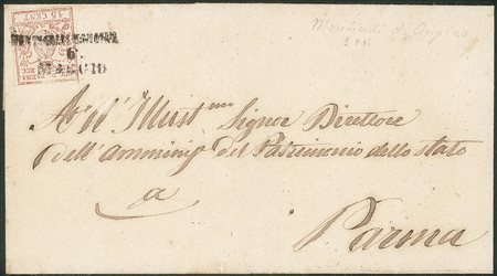 Antichi Stati Italiani - Parma - Lettera con 15 cent vermiglio (9 - a filo in alto ma perfetto)