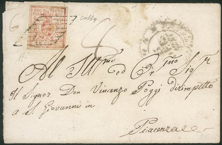Antichi Stati Italiani - Parma - Lettera affrancata con 15 cent vermiglio (9)