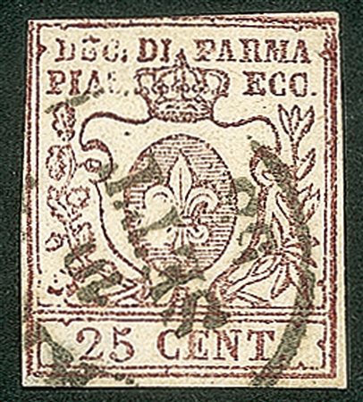 Antichi Stati Italiani - Parma - 1857 - 25 cent bruno lilla (10)