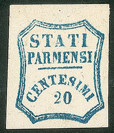 Antichi Stati Italiani - Parma - 1859 - Fresco esemplare del 20cent azzurro (15)