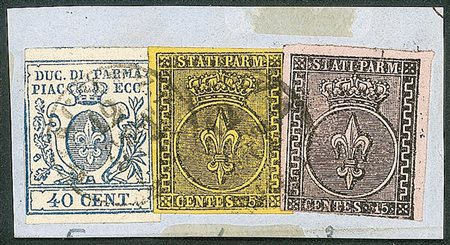 Antichi Stati Italiani - Parma - Miste di Emissioni diverse  - Piccolo frammento in affrancatura mista