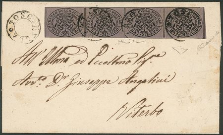 Antichi Stati Italiani - Stato pontificio - Striscia di quattro del 1/2 baj (1A)