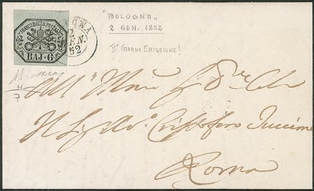 Antichi Stati Italiani - Stato pontificio - Lettera da Bologna a Roma 2 GENNAIO 1852