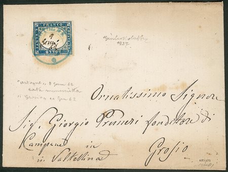 Antichi Stati Italiani - Sardegna - Annullamenti - Artogne (azzurro P.ti 8)