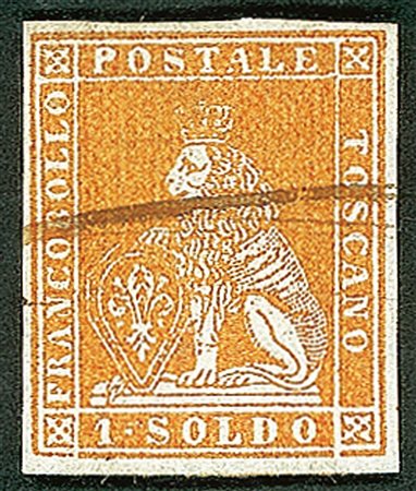 Antichi Stati Italiani - Toscana - 1851 - 1 soldo arancio su grigio (2e)