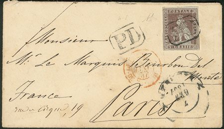 Antichi Stati Italiani - Toscana - Esemplare ottimamente marginato del 9 crazie bruno violaceo su grigio (8)