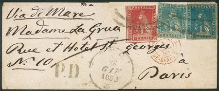 Antichi Stati Italiani - Toscana - Annullamenti - Letterina spedita da Pescia a Parigi il 26 giugno 1859 (in governo provvisorio)