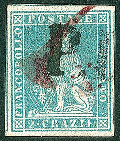 Antichi Stati Italiani - Toscana - Difetti di cliché - 1851 - Bellissimo esemplare ottimamente marginato del 2 crazie (5)