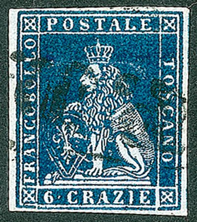 Antichi Stati Italiani - Toscana - Difetti di cliché - 1851 - Bellissimo esemplare del 6 crazie ardesia su grigio (7)