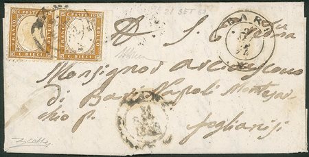 Regno - Vittorio Emanuele II - Lettera da Bari (p. 8) per Foglianisi il 21 settembre 1862