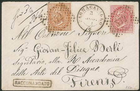 Regno - Vittorio Emanuele II - Bustina raccomandata da Bagnacavallo 3.8.71