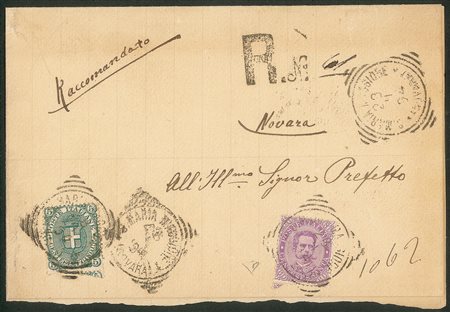 Regno - Umberto I - Lettera raccomandata da S. Maria Maggiore (Novara) 28.11.94