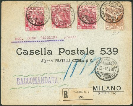 Regno - Vittorio Emanuele III - Croce Rossa tre 10 + 5 cent + un 20 + 5 cent (102 + 105)
