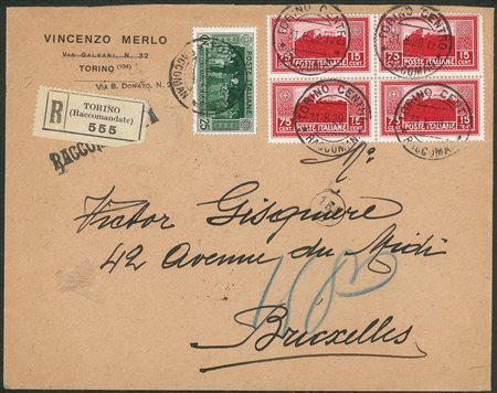 Regno - Vittorio Emanuele III - Quartina del 75 + 15 cent Montecassino + 25 cent Montecassino (265 + 262)