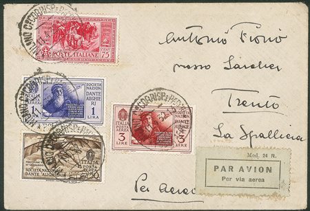 Regno - Vittorio Emanuele III - Dante Alighieri 3 lire 1 lira e 50 cent Aerea (26/28) + Garibaldi 75 cent (320)