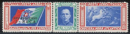 Regno - Vittorio Emanuele III - Posta Aerea e Aerogrammi - 1933 - trittico I_RECA (51/52 Q)